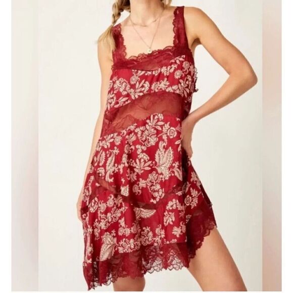 Free People Intimately All Nighter Trapeze Slip Dress Holly Combo Size Medium - Picture 1 of 6